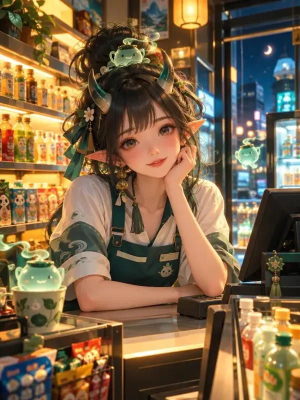 便利店的茶妖店员封面背景